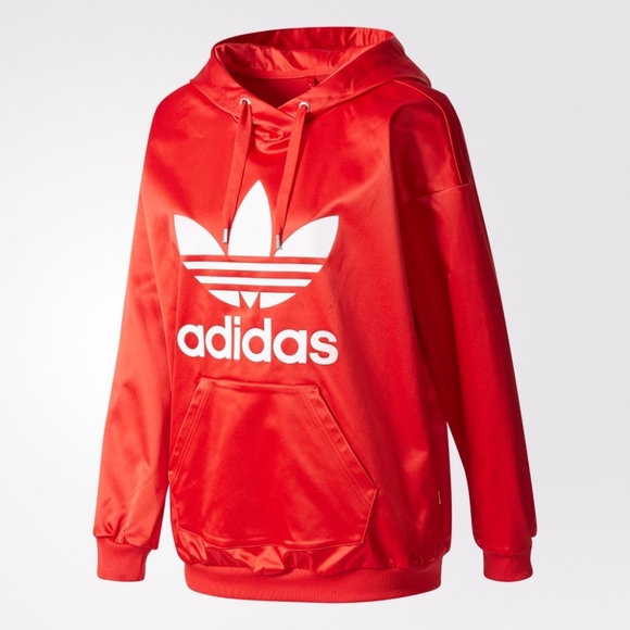 Trefoil Women's Satin Pullover Hoodie ce5434 b3 - Picture 3 of 5